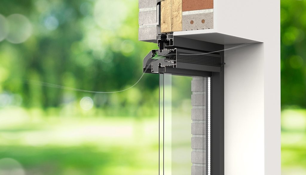 Glas Vent render doorsnede alu achtergrond airflow white