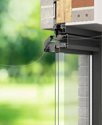 Glas Vent render doorsnede alu achtergrond airflow white